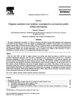 Organic catalysis over zeolites | PDF