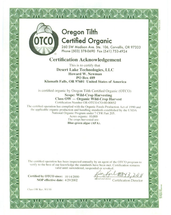 gerber organic certification