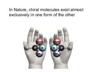 In Nature, chiral molecules exist almost
exclusively in one form of the other

 