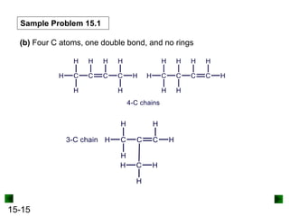 15-15
Sample Problem 15.1
(b) Four C atoms, one double bond, and no rings
 