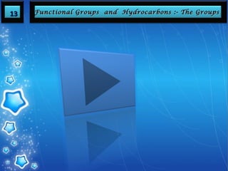 1133 FFuunnccttiioonnaall GGrroouuppss aanndd HHyyddrrooccaarrbboonnss ::-- TThhee GGrroouuppss 
 