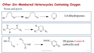 52
Other Six-Membered Heterocycles Containing Oxygen
Organic Chemistry 3
3,4-dihydropyrans
2H-pyran-2-ones-5-
carboxilic acid
Pyran and pyron
 