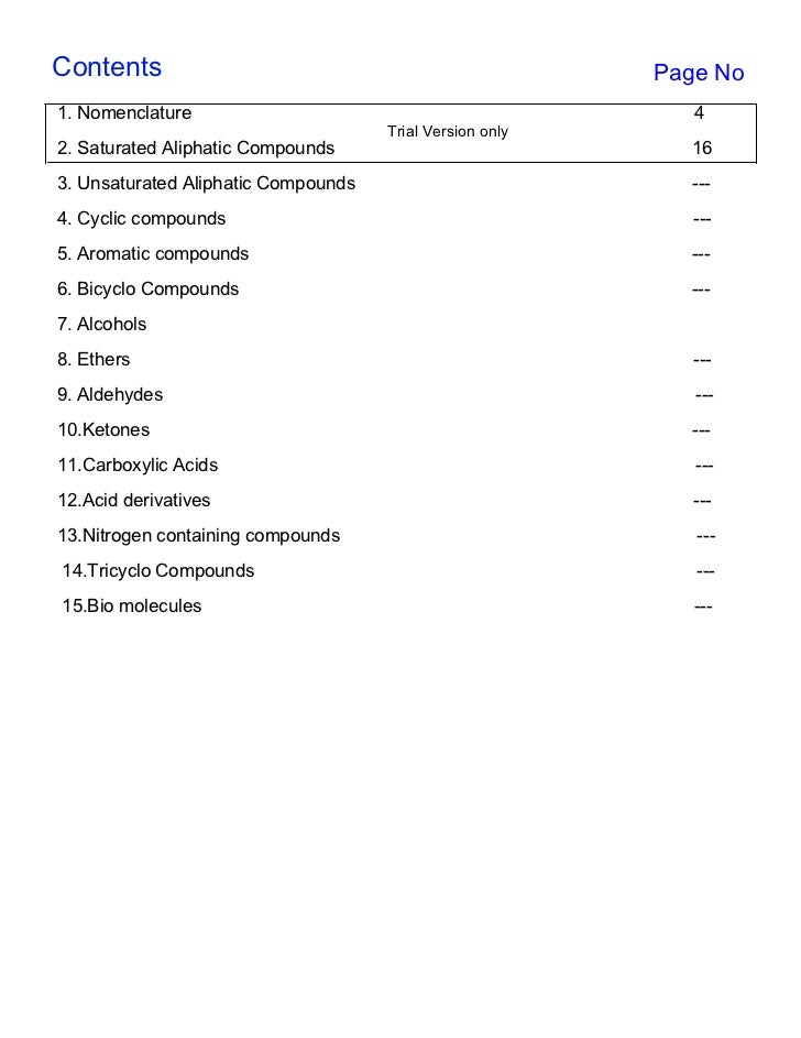 Organic chemistry nomenclature