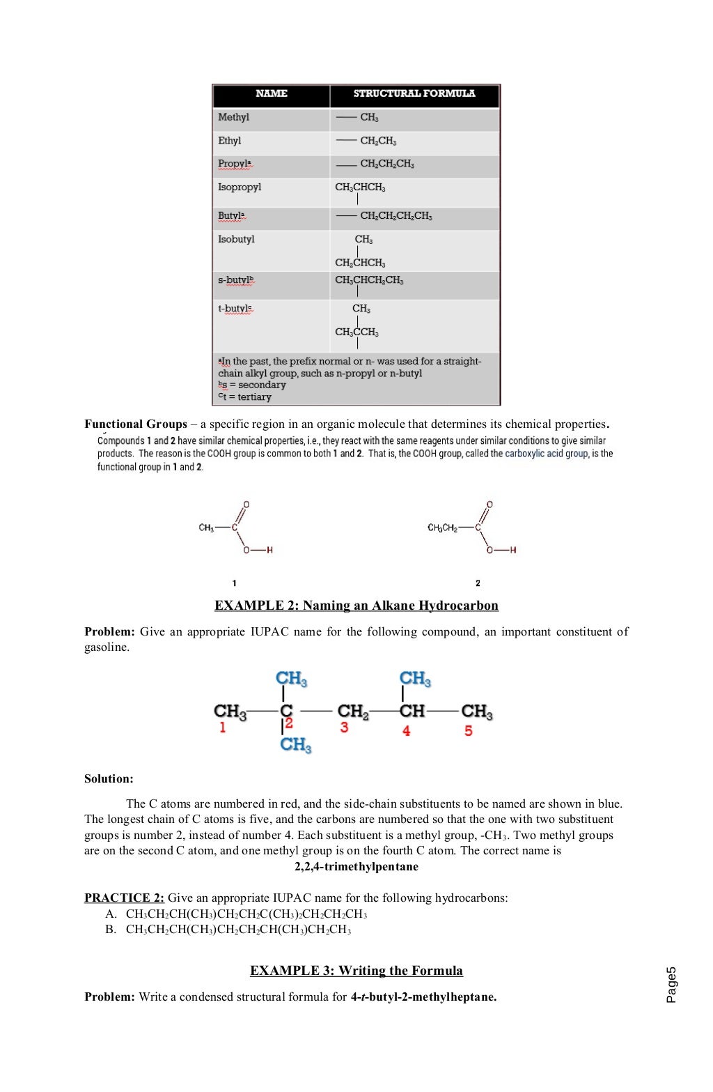 Organic Compounds Nomenclature handouts
