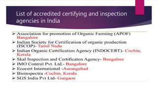 List of accredited certifying and inspection
agencies in India
 