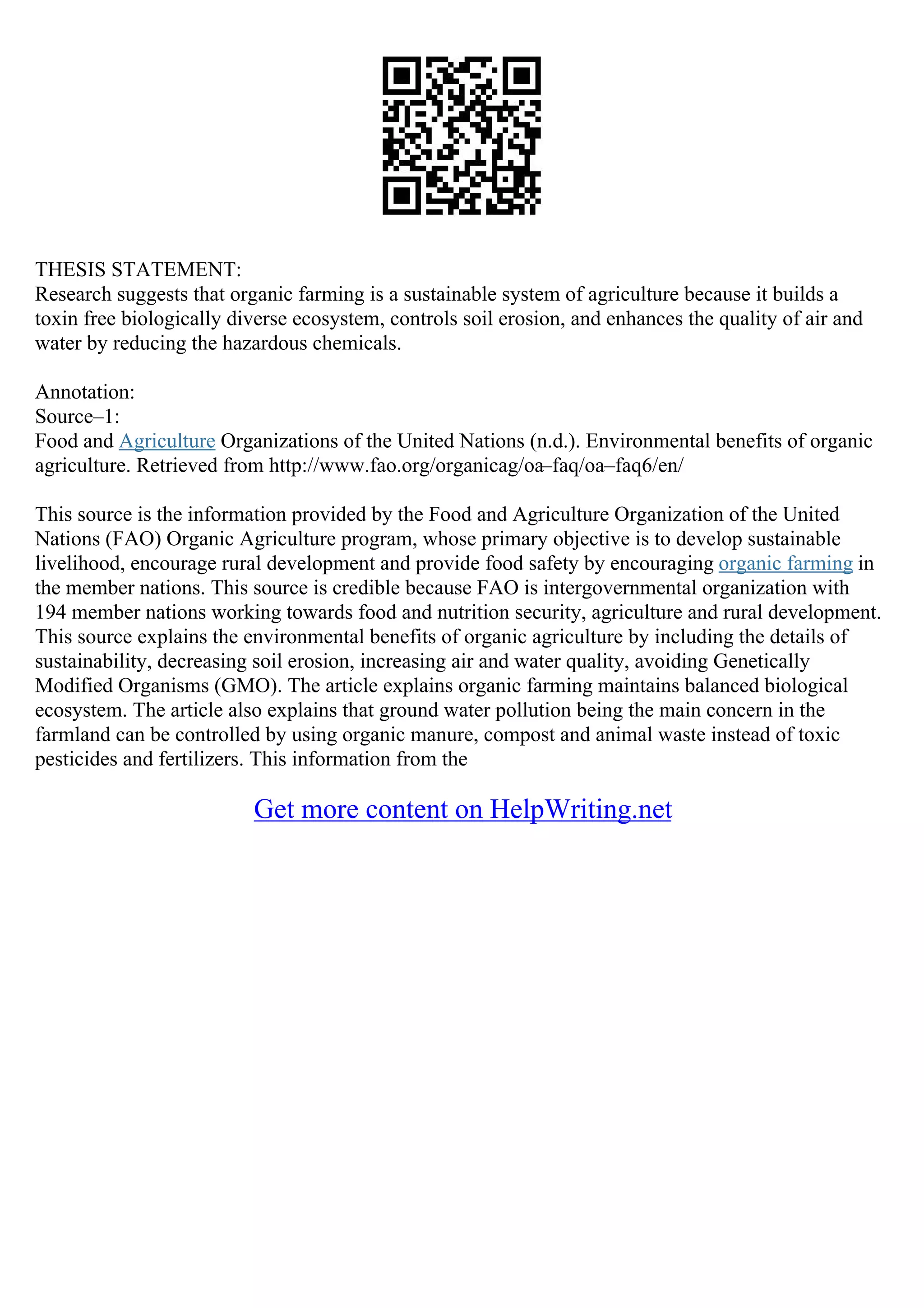 Organic Farming Essay PDF