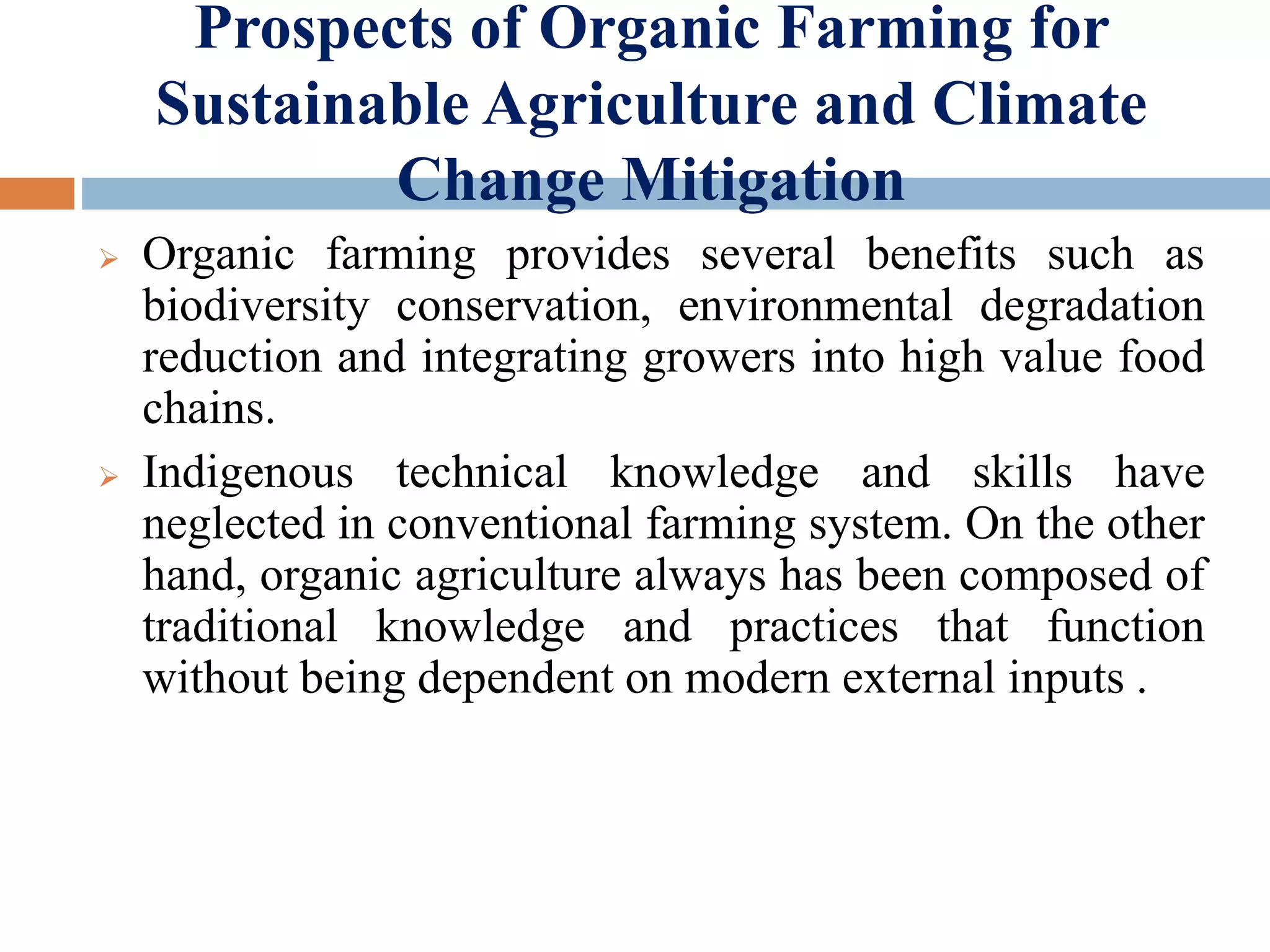 Organic farming for sustainable agriculture in the era | PPTX