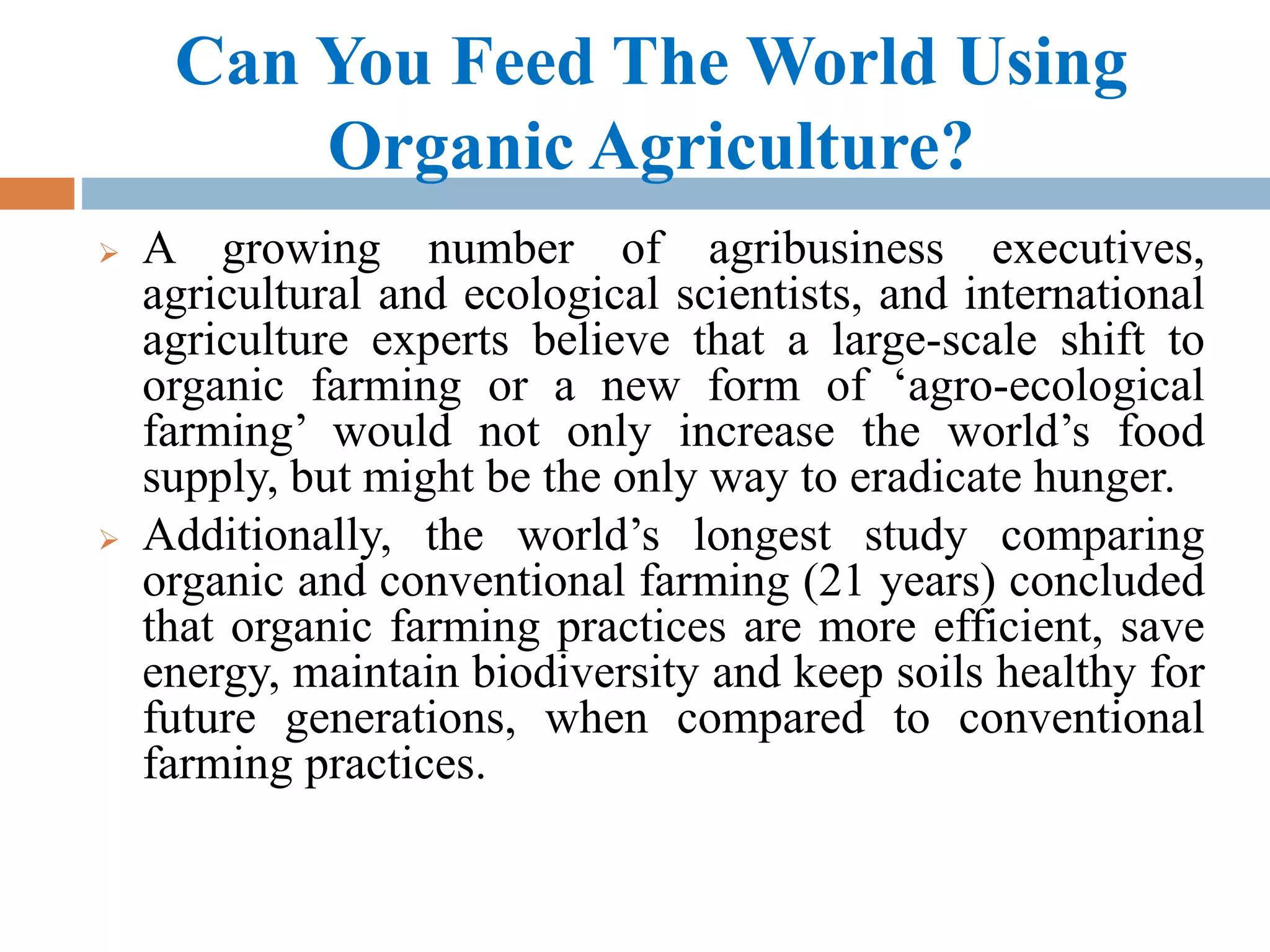 Organic farming for sustainable agriculture in the era | PPTX