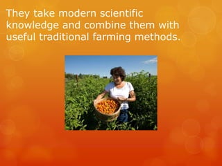 They take modern scientific knowledge and combine them with useful traditional farming methods.