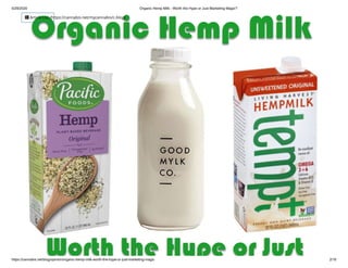 5/29/2020 Organic Hemp Milk - Worth the Hype or Just Marketing Magic?
https://cannabis.net/blog/opinion/organic-hemp-milk-worth-the-hype-or-just-marketing-magic 2/16
 Article List (https://cannabis.net/mycannabis/c-blog)
 