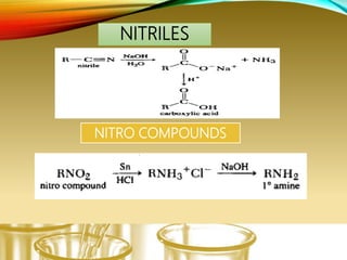 NITRILES
NITRO COMPOUNDS
 