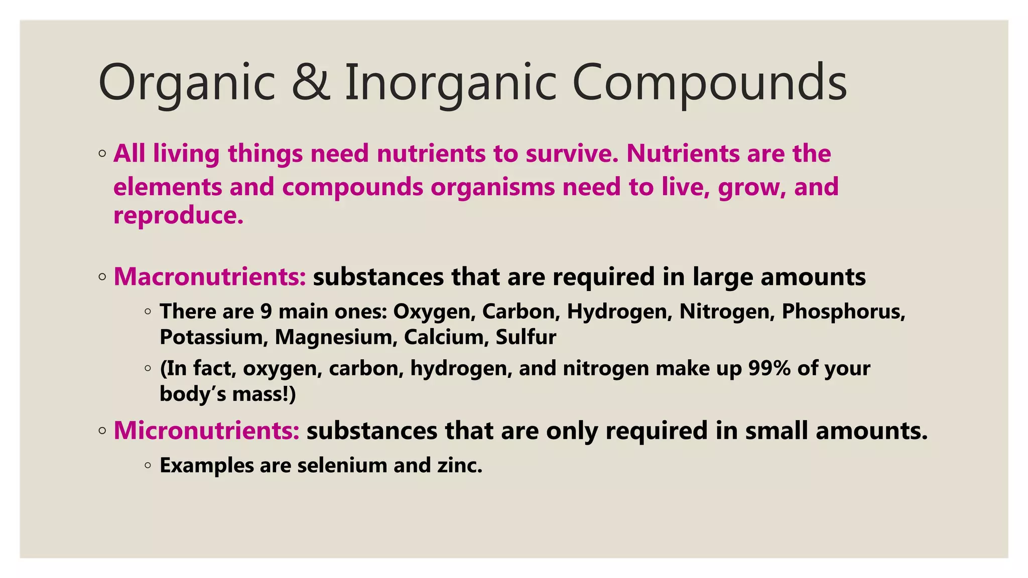 Organic & inorganic