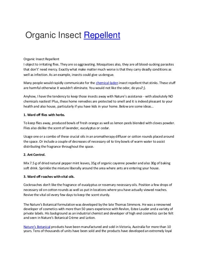 Organic insect repellent