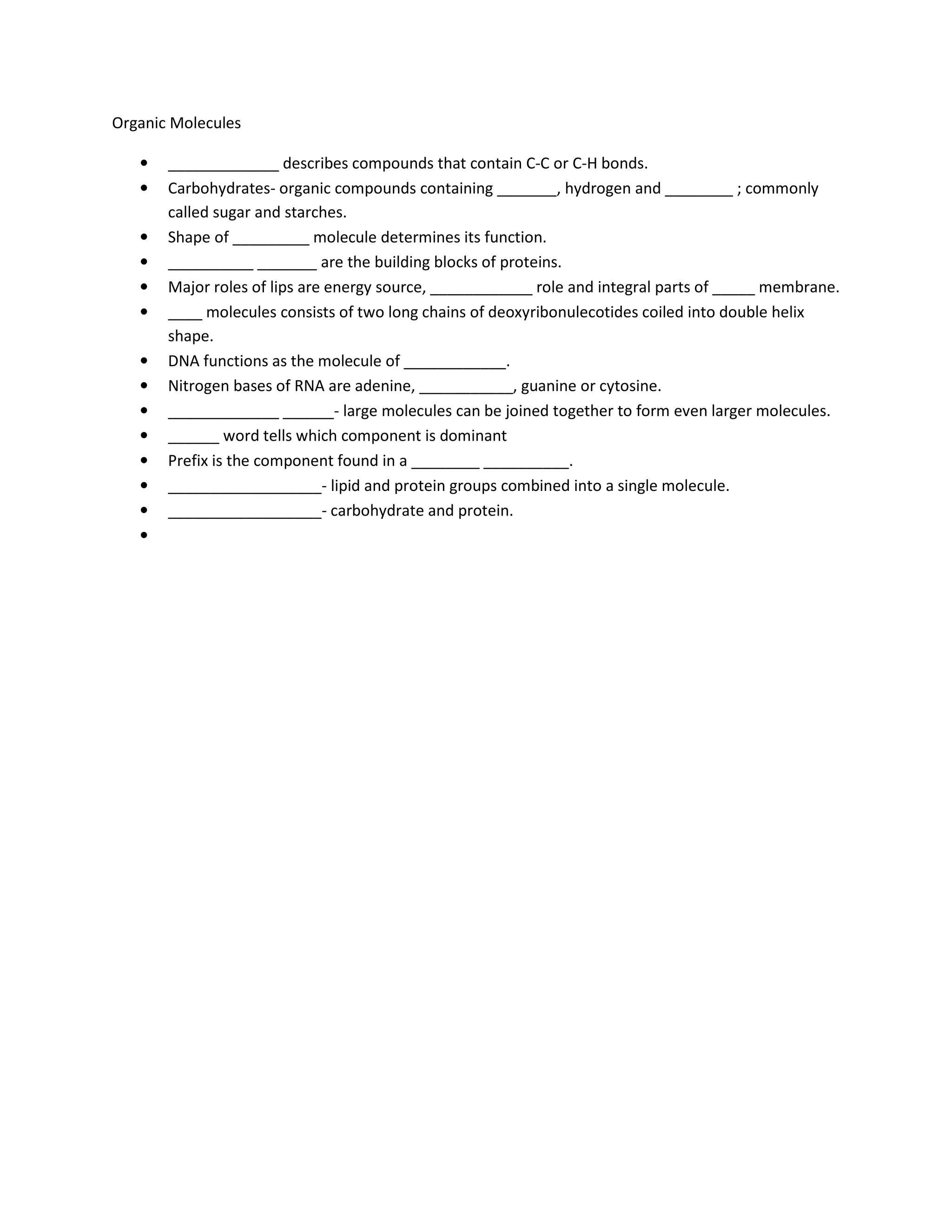 Organic molecules PDF