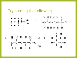 Try naming the following
1.
2.
3. 4.
 