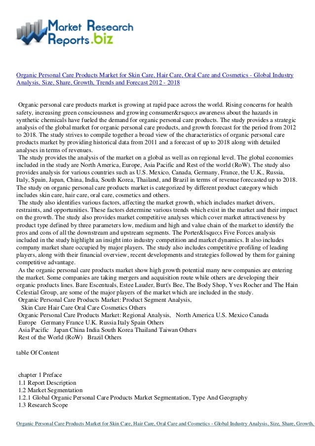 New Released Report:-Organic personal care products market ...