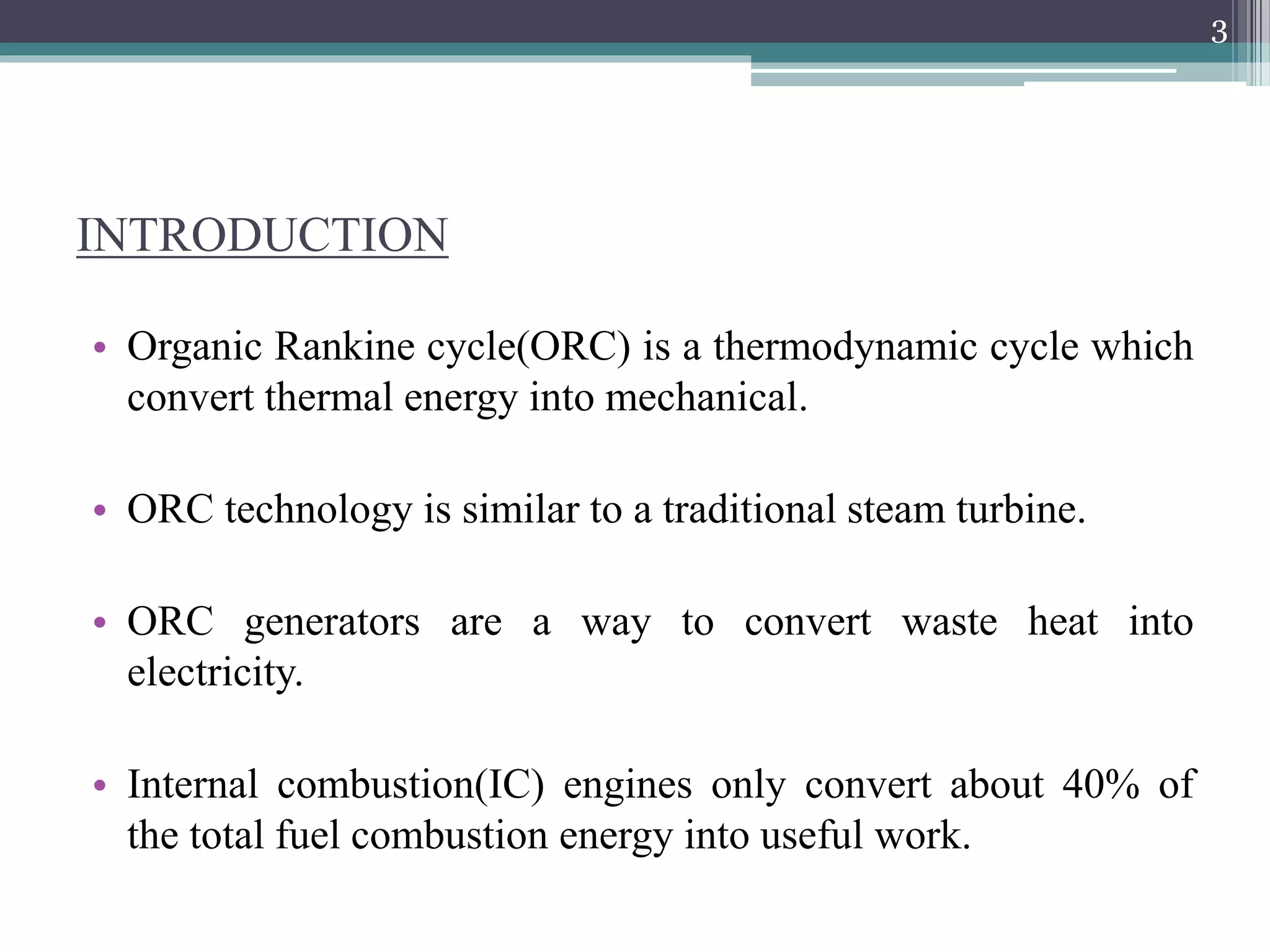 Organic rankine cycle for exhaust waste heat recovery of a disel engine ...