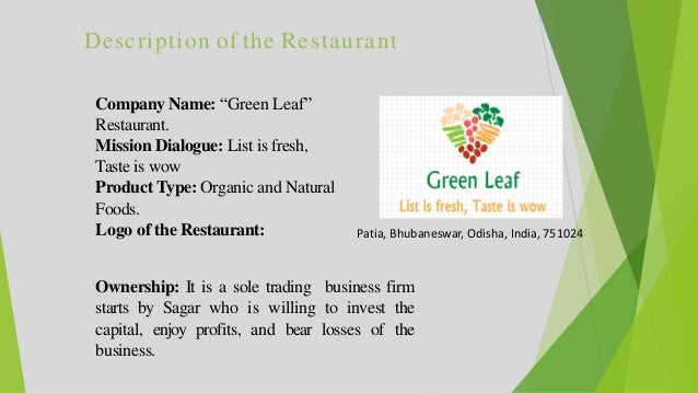  Organic  restaurant  business plan 