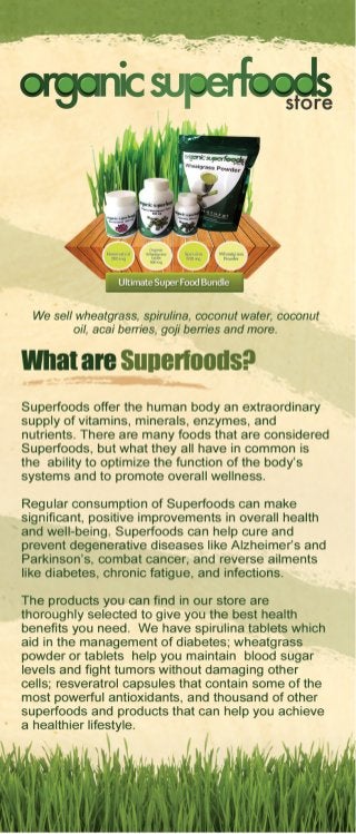 Organic Superfoods Store: Superfood products' brochure