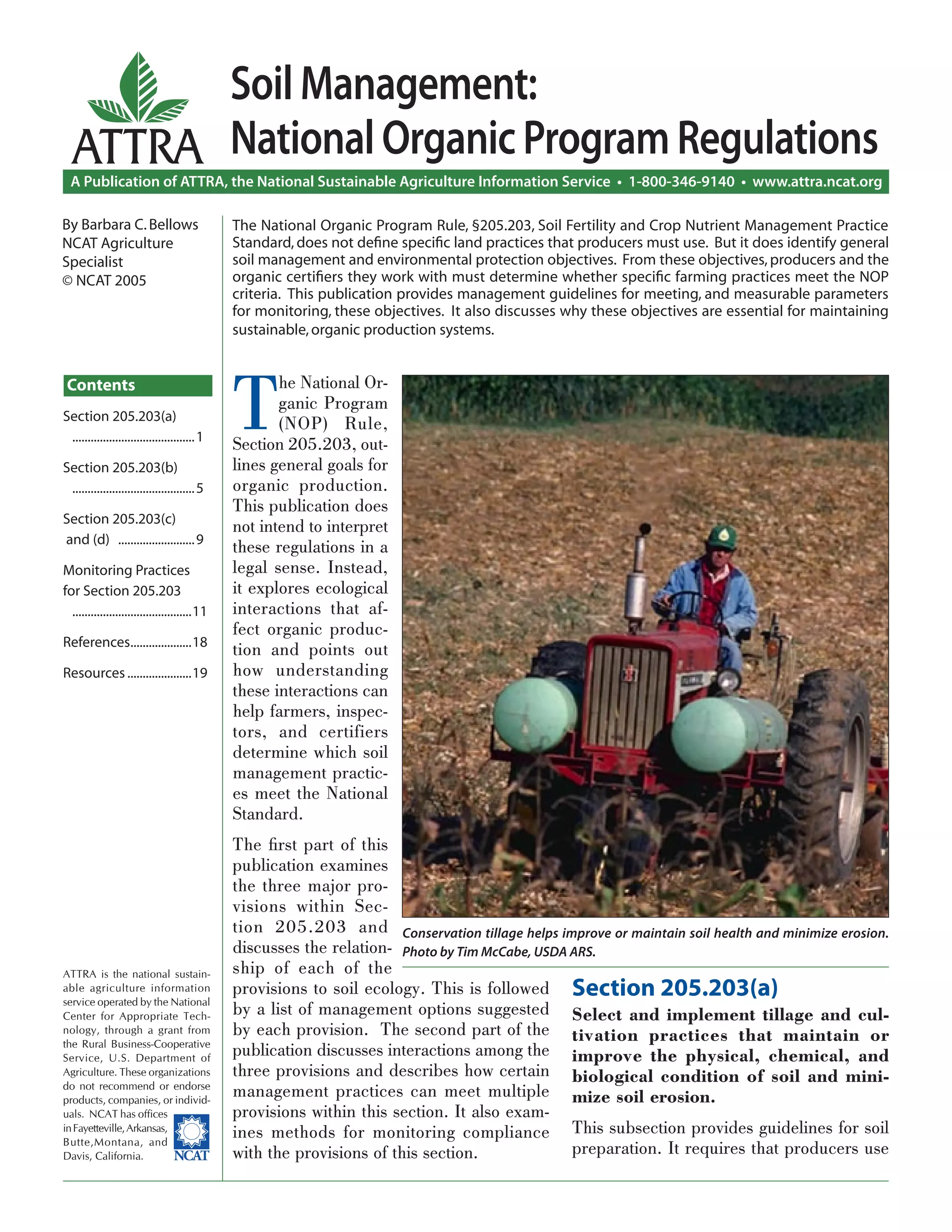 Soil Management National Organic Program Regulations PDF