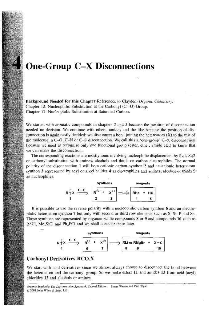 Organic synthesis the disconnection approach by stuart warren