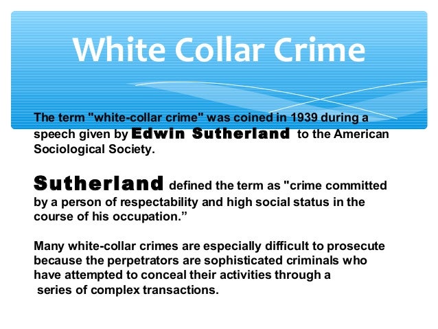 Essay on white collar crime