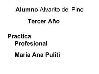 Alumno Alvarito del Pino
      Tercer Año

Practica
  Profesional
  María Ana Puliti
 