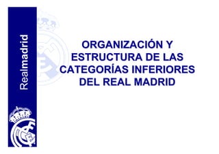 Realmadrid

                 ORGANIZACIÓN Y
               ESTRUCTURA DE LAS
             CATEGORÍAS INFERIORES
                DEL REAL MADRID
 