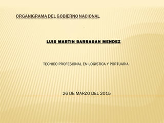 .
LUIS MARTIN BARRAGAN MENDEZ.
TECNICO PROFESIONAL EN LOGISTICA Y PORTUARIA.
26 DE MARZO DEL 2015
 