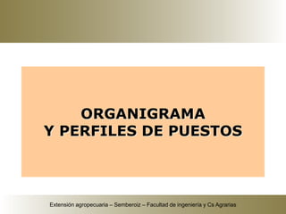 Extensión agropecuaria – Semberoiz – Facultad de ingeniería y Cs Agrarias
ORGANIGRAMA
Y PERFILES DE PUESTOS
 