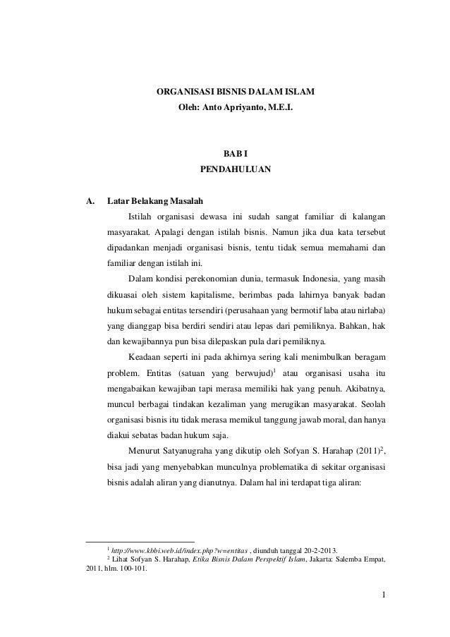 Organisasi Bisnis Dalam Islam Anto Apriyanto