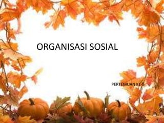 ORGANISASI SOSIAL 
PERTEMUAN KE-5 
 