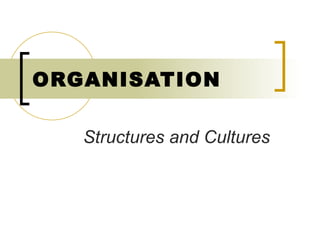 ORGANISATION Structures and Cultures 