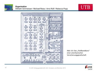 Organisation
Wilhelm Schmeisser / Michael Reiss / Arno Rolf / Rebecca Popp

Abb. 6.6: Das „Fließbandbüro“
einer amerikanischen
Versicherungsgesellschaft

47

© UVK Verlagsgesellschaft mbH, Konstanz und München 2014

 