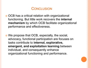 Organisation citizenship behaviour (ocb) | PPTX