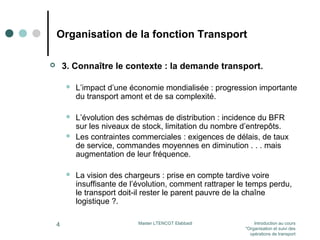 Organisation de la fonction transport: Introduction générale