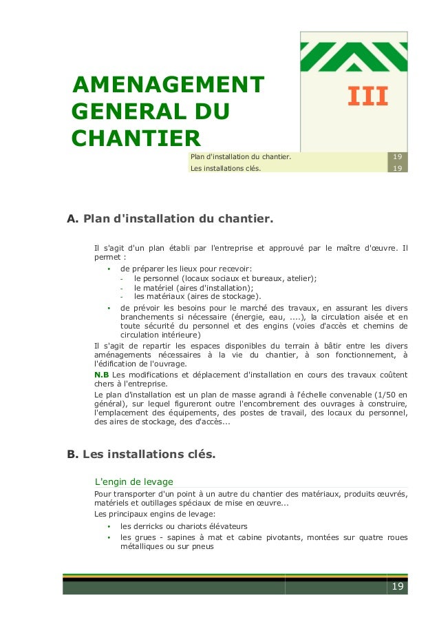 organisation des chantiers 2ie organisation des chantiers 2ie