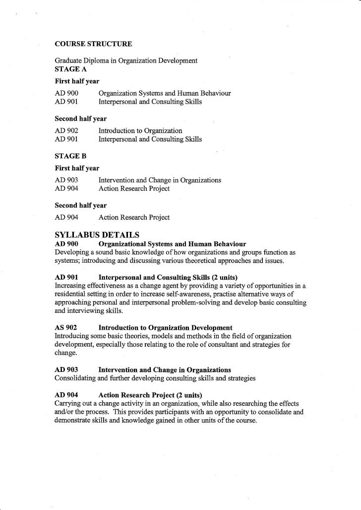 organisation development course outline apa case study format