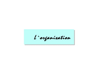 L`organisation
 