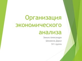 Организация
экономического
анализа
Занько Александра
Шокавина Дарья
511 группа
 