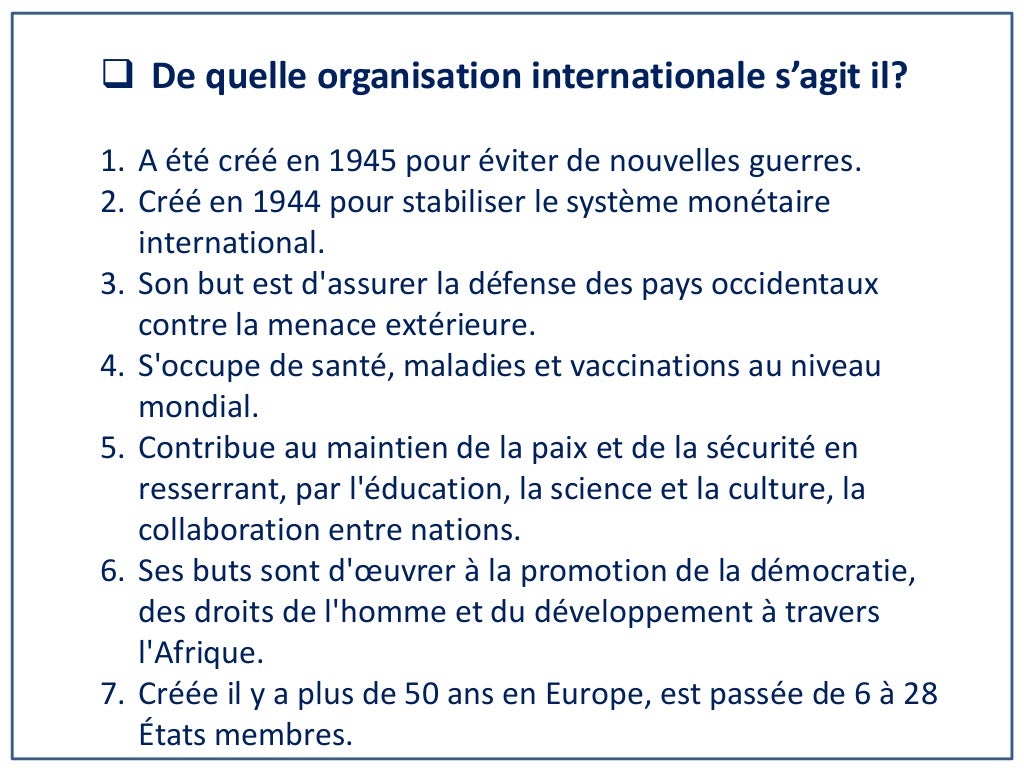 Organisations internationales