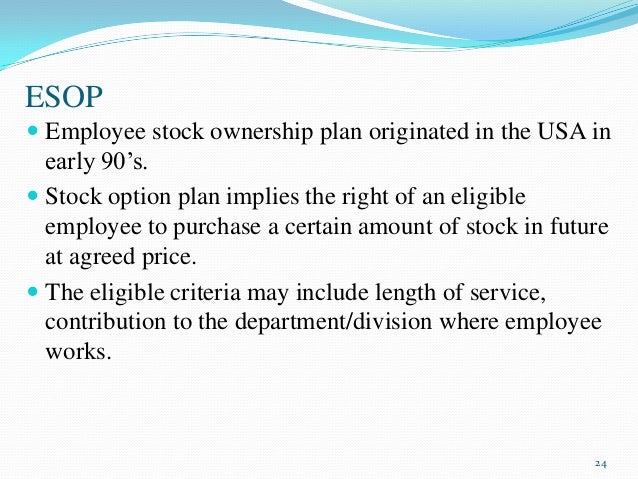 Stock options plan for employees