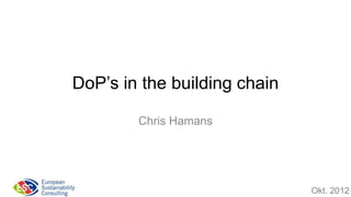 DoP’s in the building chain

        Chris Hamans




                              Okt. 2012
 