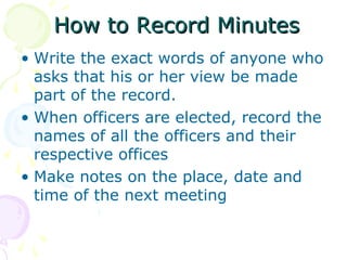 Writing Record Organise meetings | PPT