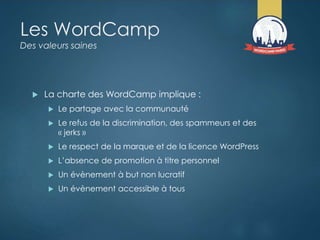 Organiser un événement WordPress - WordCamp Paris 2015 Slide 12
