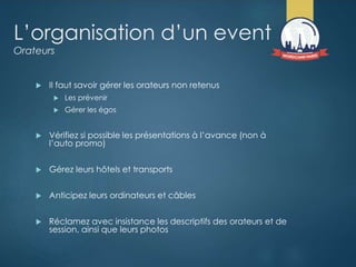 Organiser un événement WordPress - WordCamp Paris 2015 Slide 23