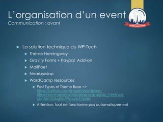 Organiser un événement WordPress - WordCamp Paris 2015 Slide 27