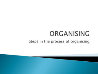 Steps in the process of organising 
 