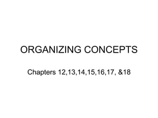ORGANIZING CONCEPTS
Chapters 12,13,14,15,16,17, &18
 