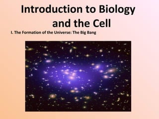Introduction to Biology
and the Cell

I. The Formation of the Universe: The Big Bang

 